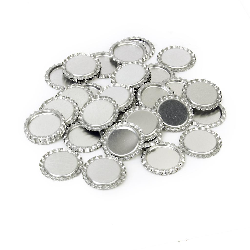 100pcs Flat 1" Bottle Caps Linerless Flattened No Liners Silvery