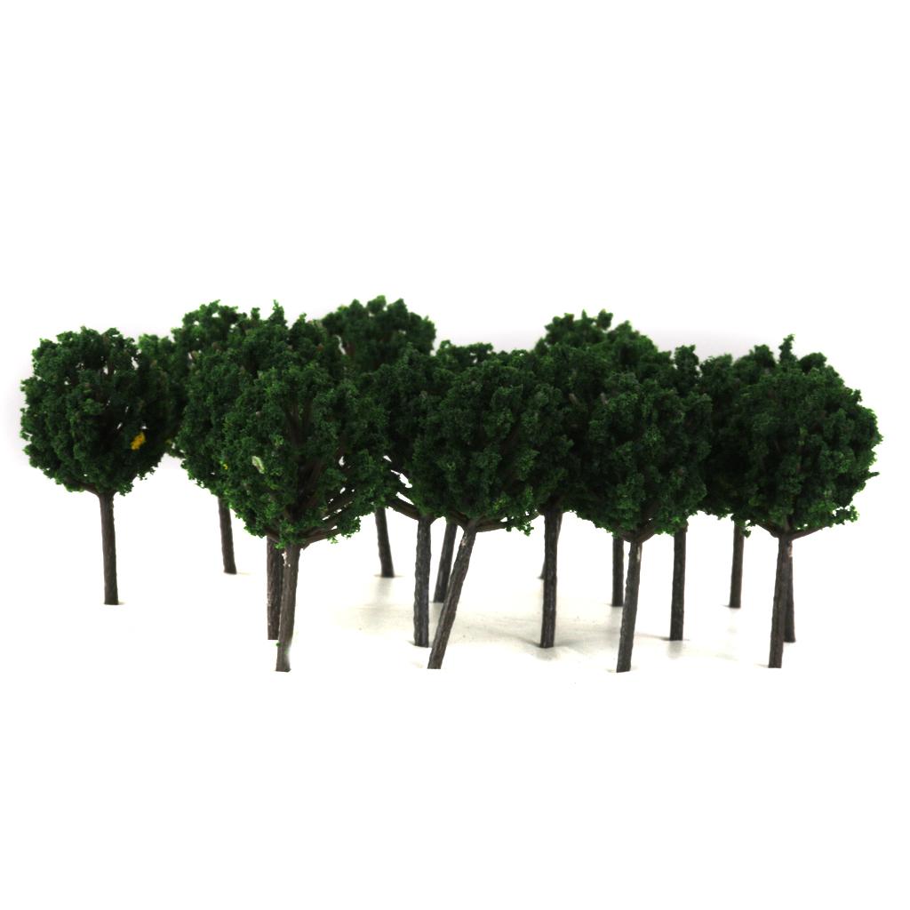 50pcs Model Train Trees Scenery Landscape Dark Green 1:300