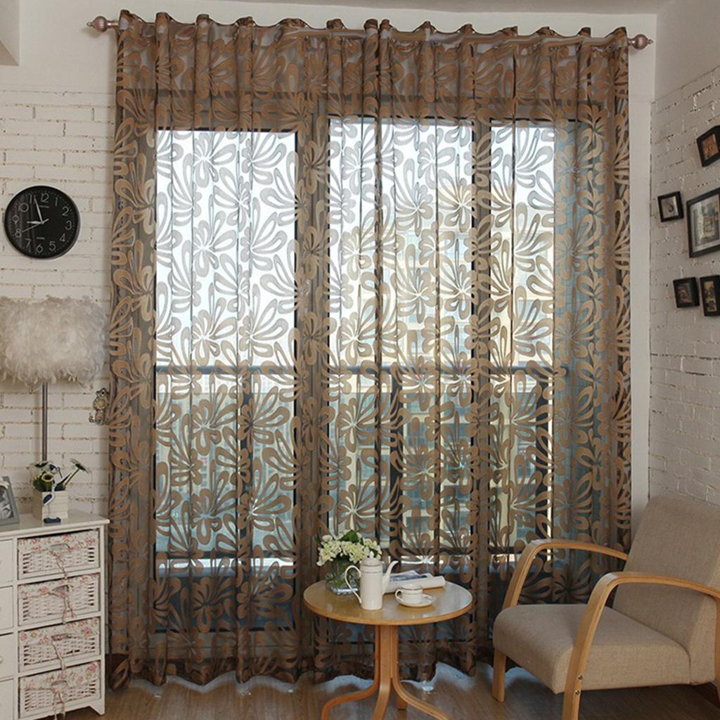 Jacquard 3D Big Flower Pattern Curtain Sheer for Living Room Coffee