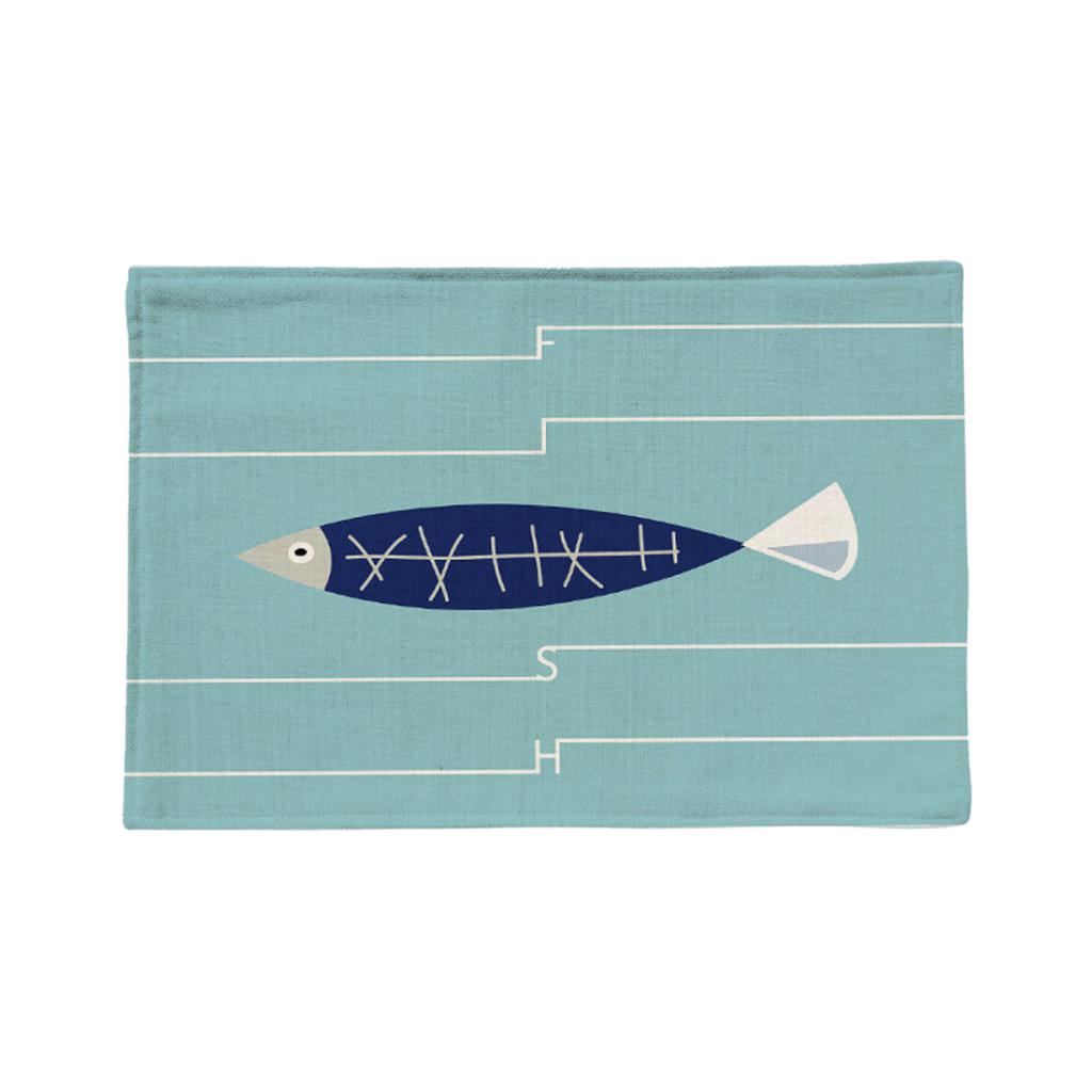 Mediterranean Fish Pattern Table Mat Rectangular Heat-insulated Place Mats A