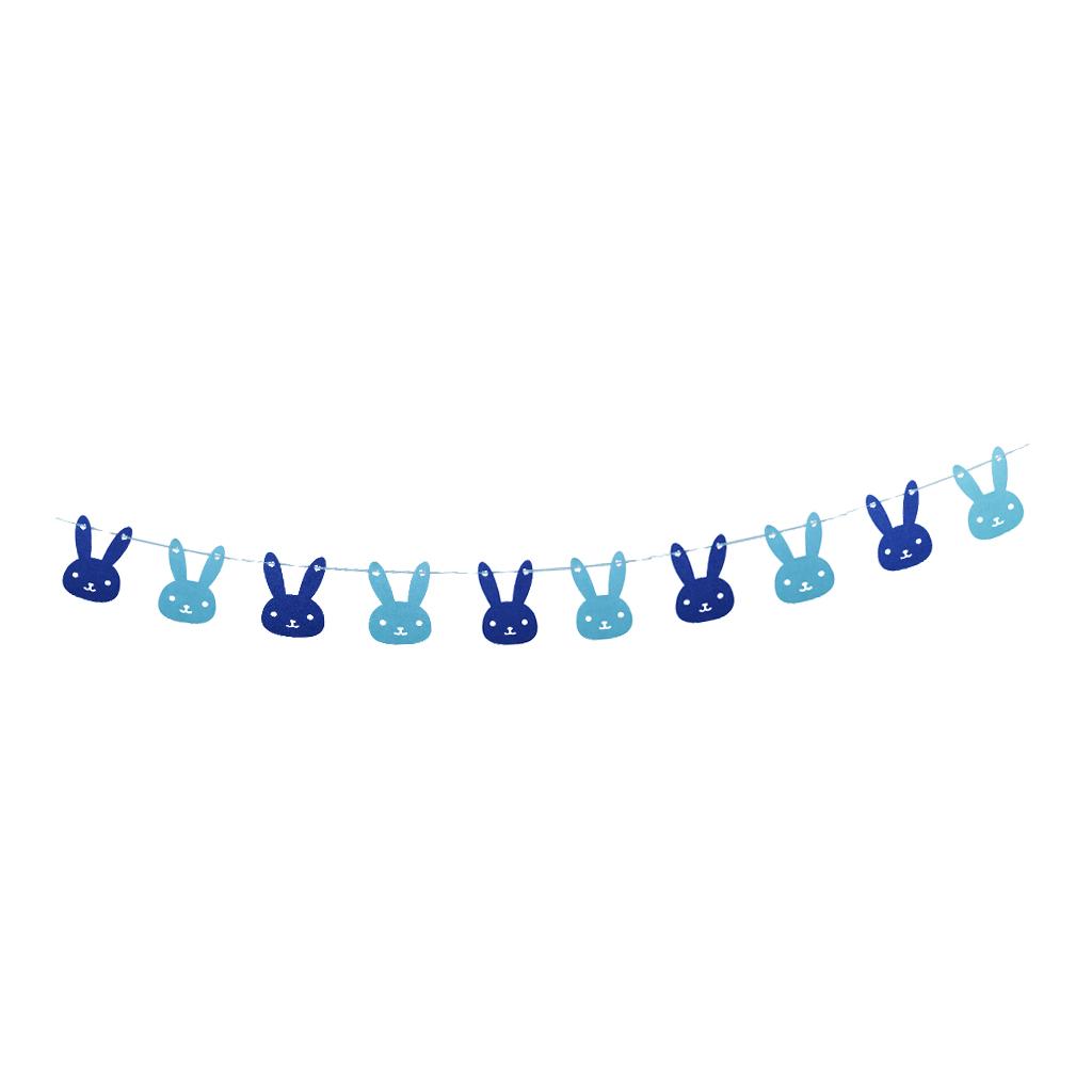 10 Pieces Bunting Garland Bunny Bear Hanging Banner Blue Rabbit