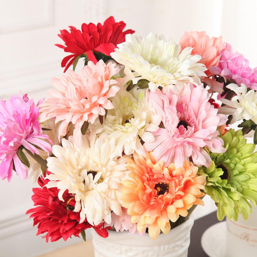 5Pcs Artificial Flower Sunflower Bouquet Home Wedding Floral Decor Pink