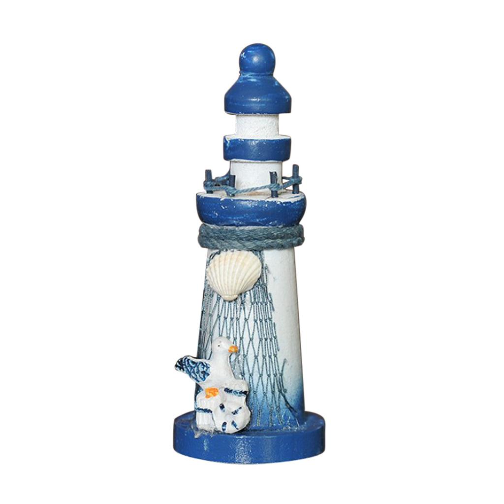 Wooden Mediterranean Nautical Tropical Lighthouse Sailing Decor Ornament D