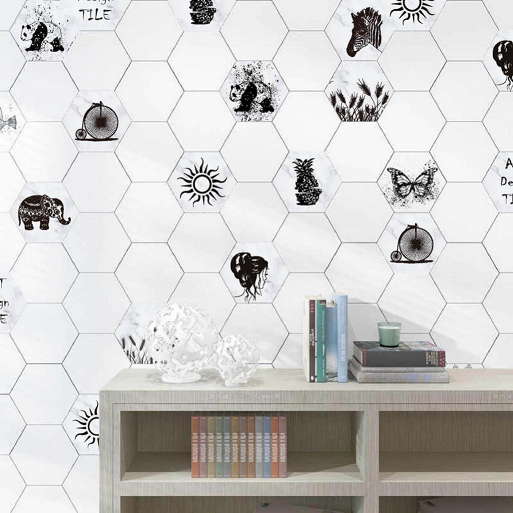 10 Pieces Hexagonal Wall Tiles Stickers Kitchen Bathroom Tile Decal #1