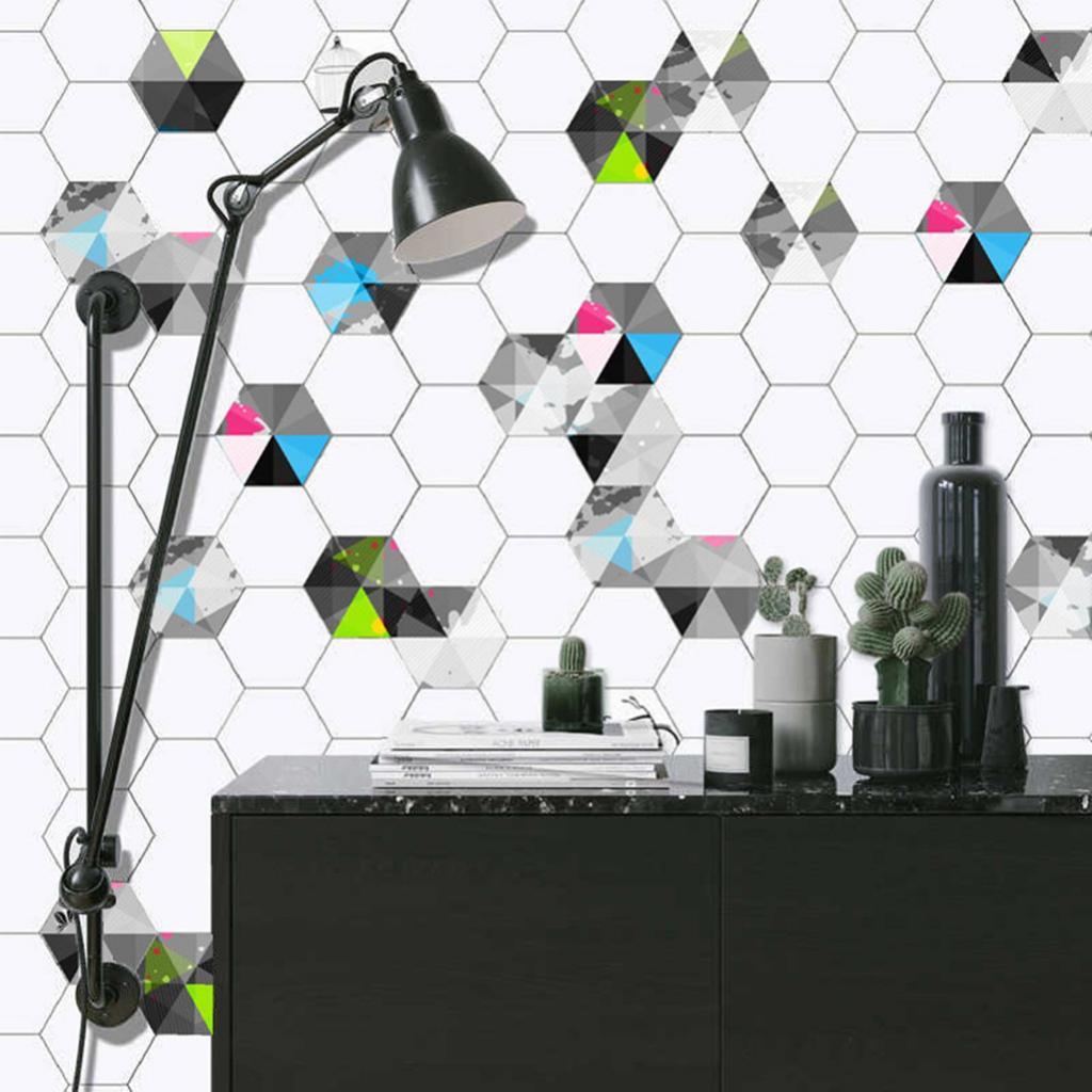 10 Pieces Hexagonal Wall Tiles Stickers Kitchen Bathroom Tile Decal #10