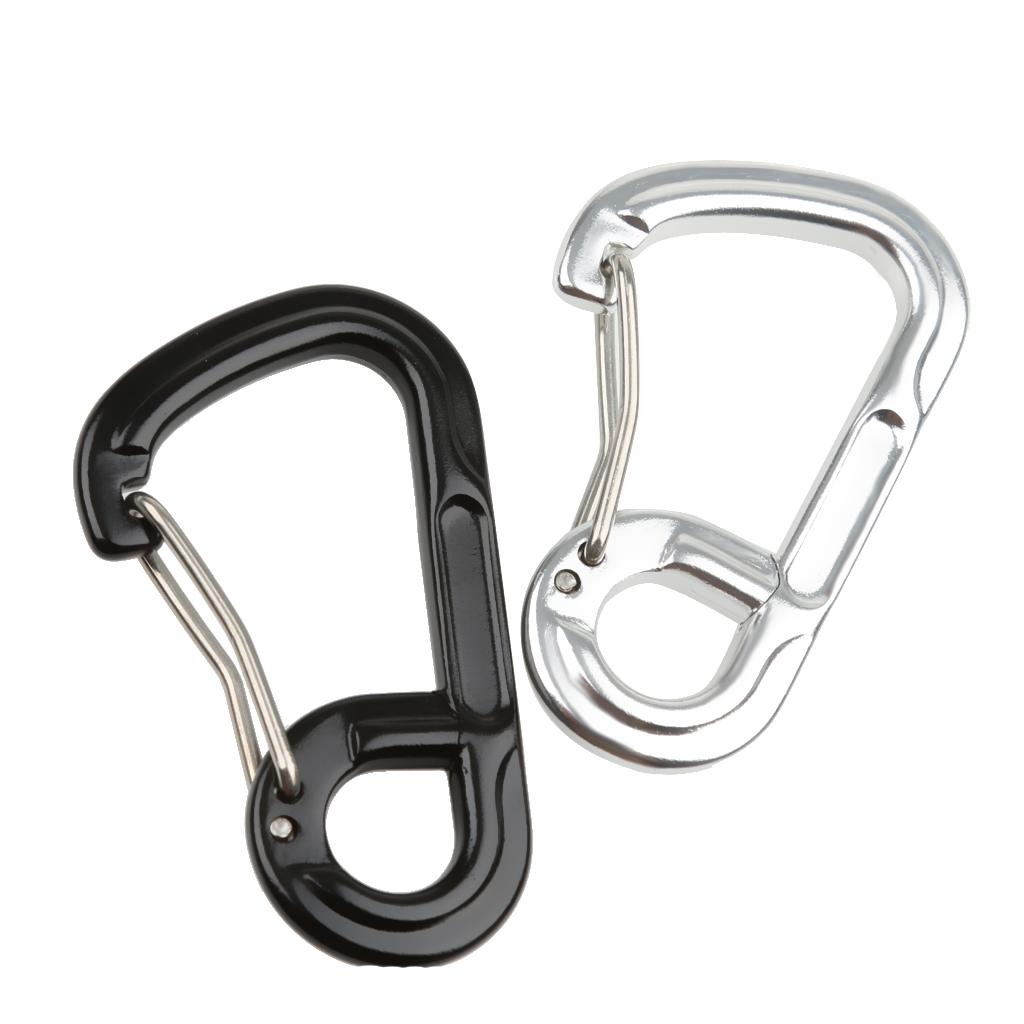 Mini D-Shape Climbing Carabiner Buckle Snap Spring Clip Key Chain Silver