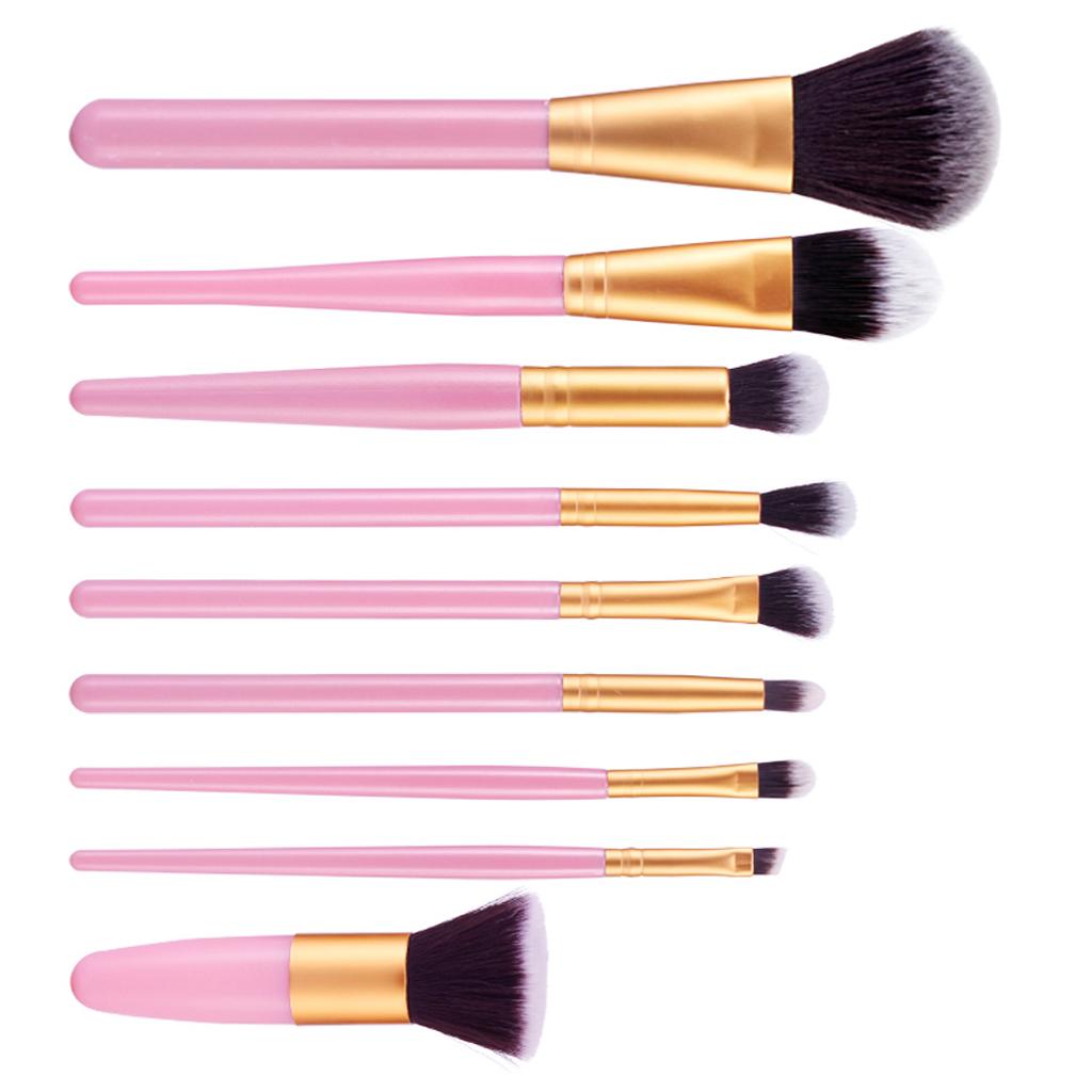 9pcs Soft Makeup Brushes Professional Cosmetic Make Up Brush Set Gold+Pink