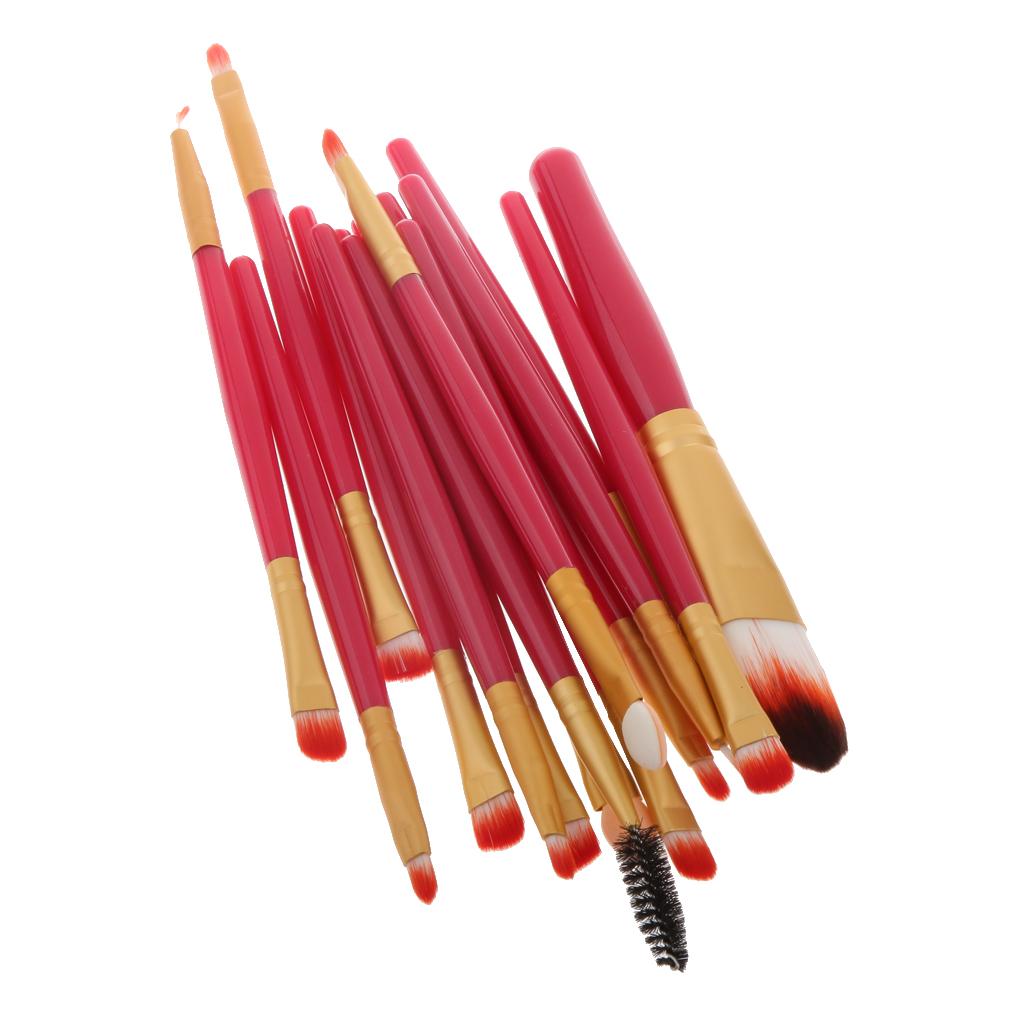 15pcs Makeup Brushes Eyeshadow Foundation Kabuki Facial Eye Brush Roseo
