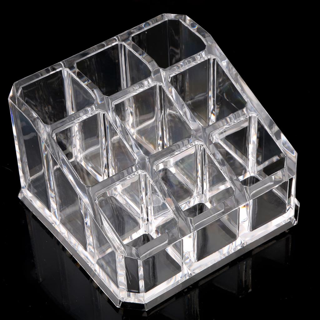 Acrylic 9 Grids Lipstick Holder Display Cosmetic Organizer Makeup Case Box