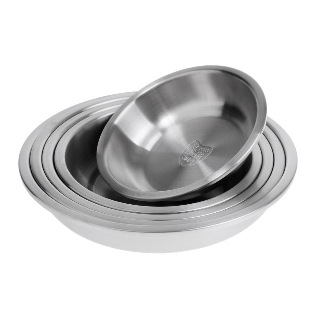 Food Grade 304 Stainless Steel Thick Deep Round Plate Dish Utensils 240mm