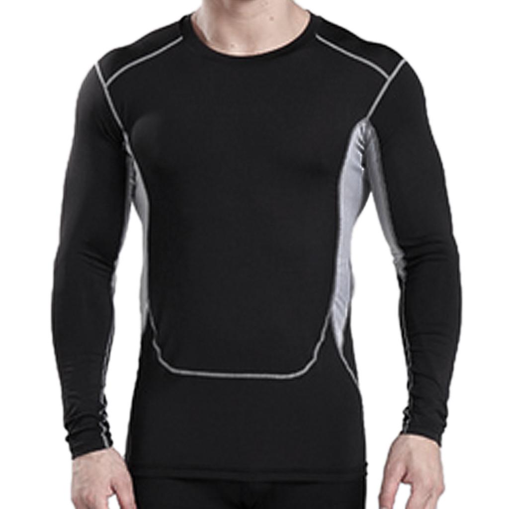 Mens Compression Base Under Layer Sports Athletic T-Shirts L Black