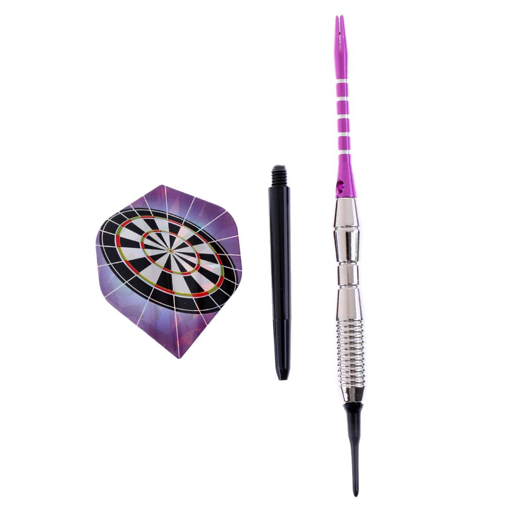 3 Pieces Professional Soft Tip Darts Electronic Darts Iron Barrels Purple