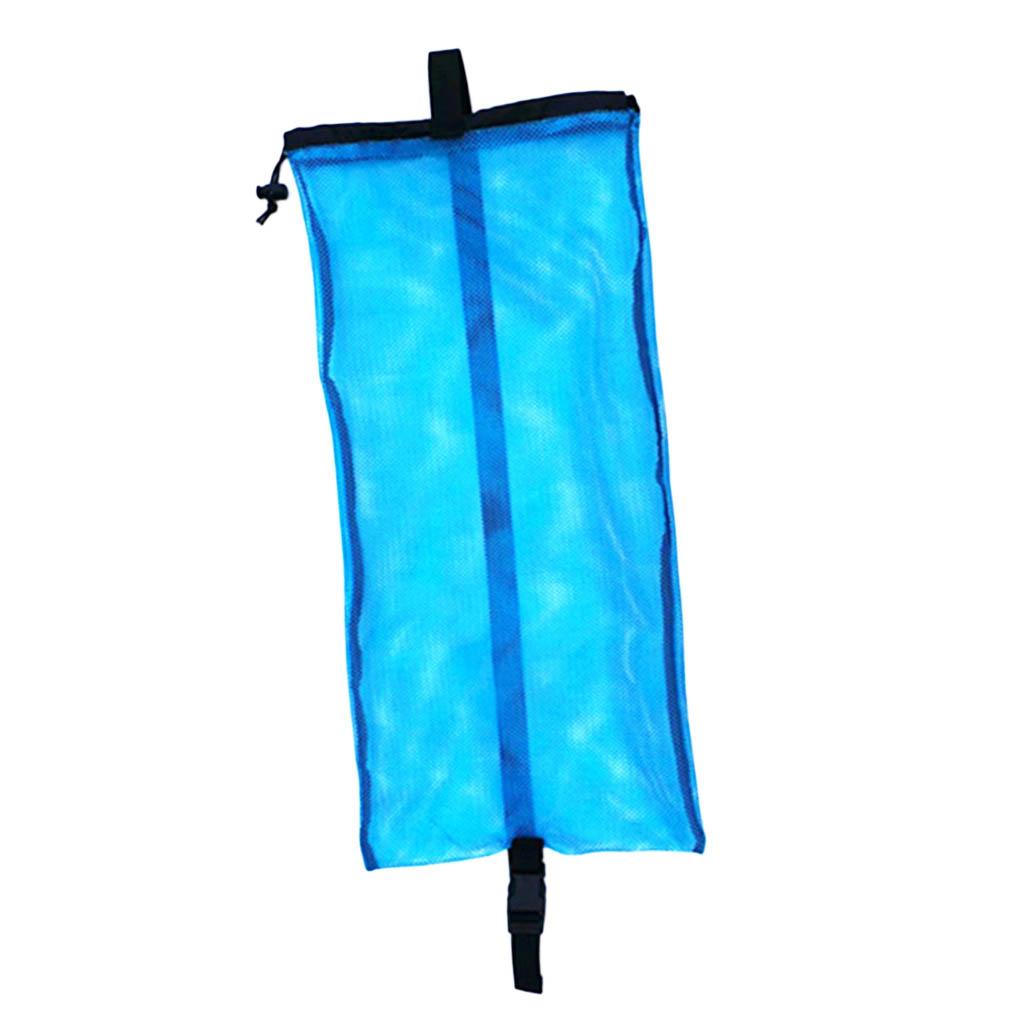 Drawstring Mesh Bag Shoulder Strap for Scuba Diving Snorkel Equipment Blue