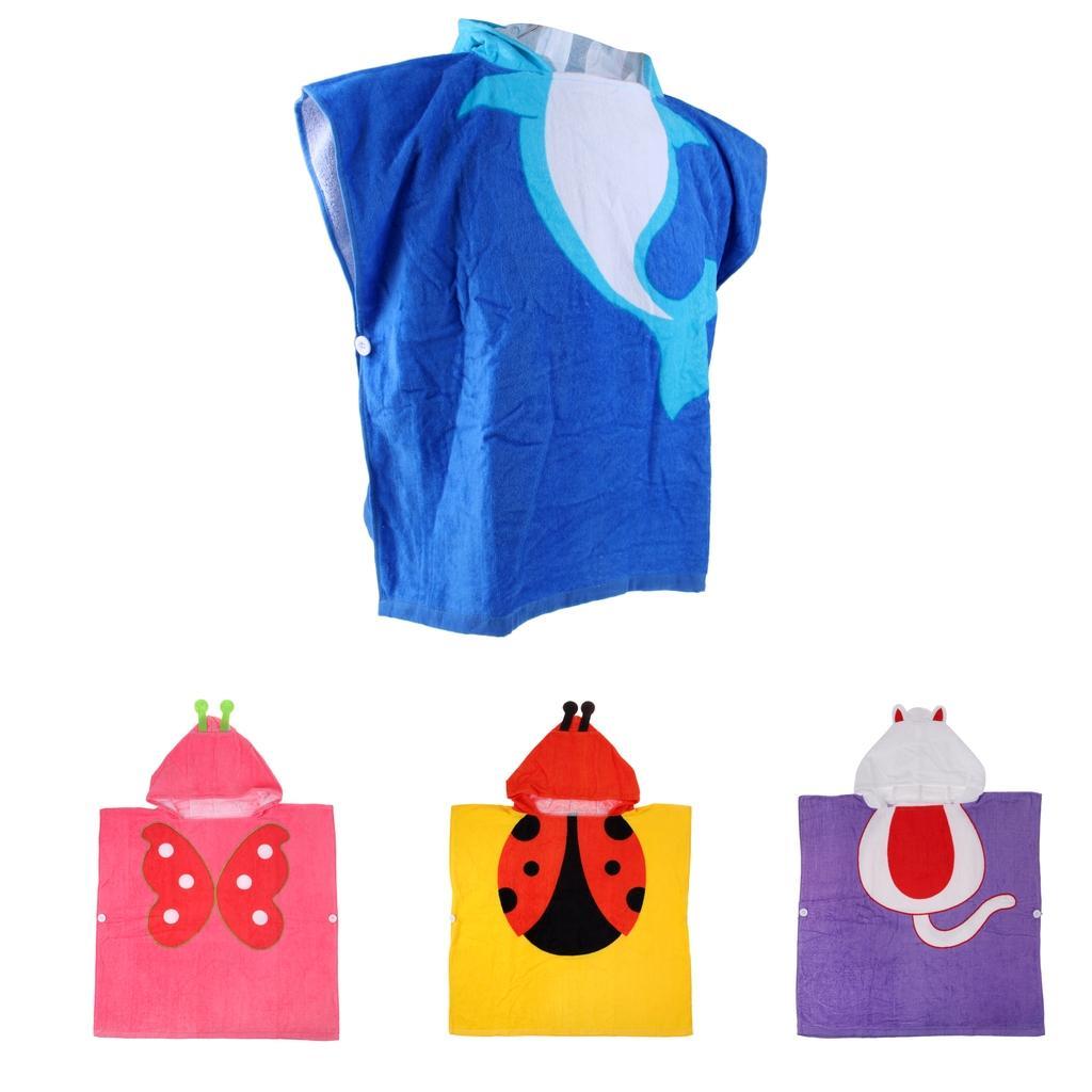 Details about   Ultra-comfy Kids Cotton Hooded Poncho Towel Wrap for Bath Pool Swim 60x62cm 