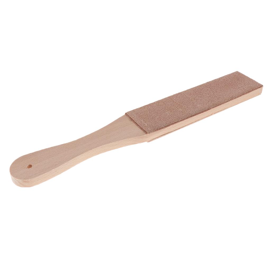 Wood Handle Leather Sharpening Strop For Razor Knives No Polish Compound 