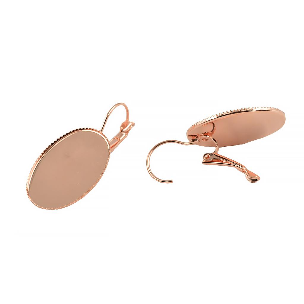 12 Pieces Leverback Earring Hook Oval Blank Setting DIY Findings Rose Gold