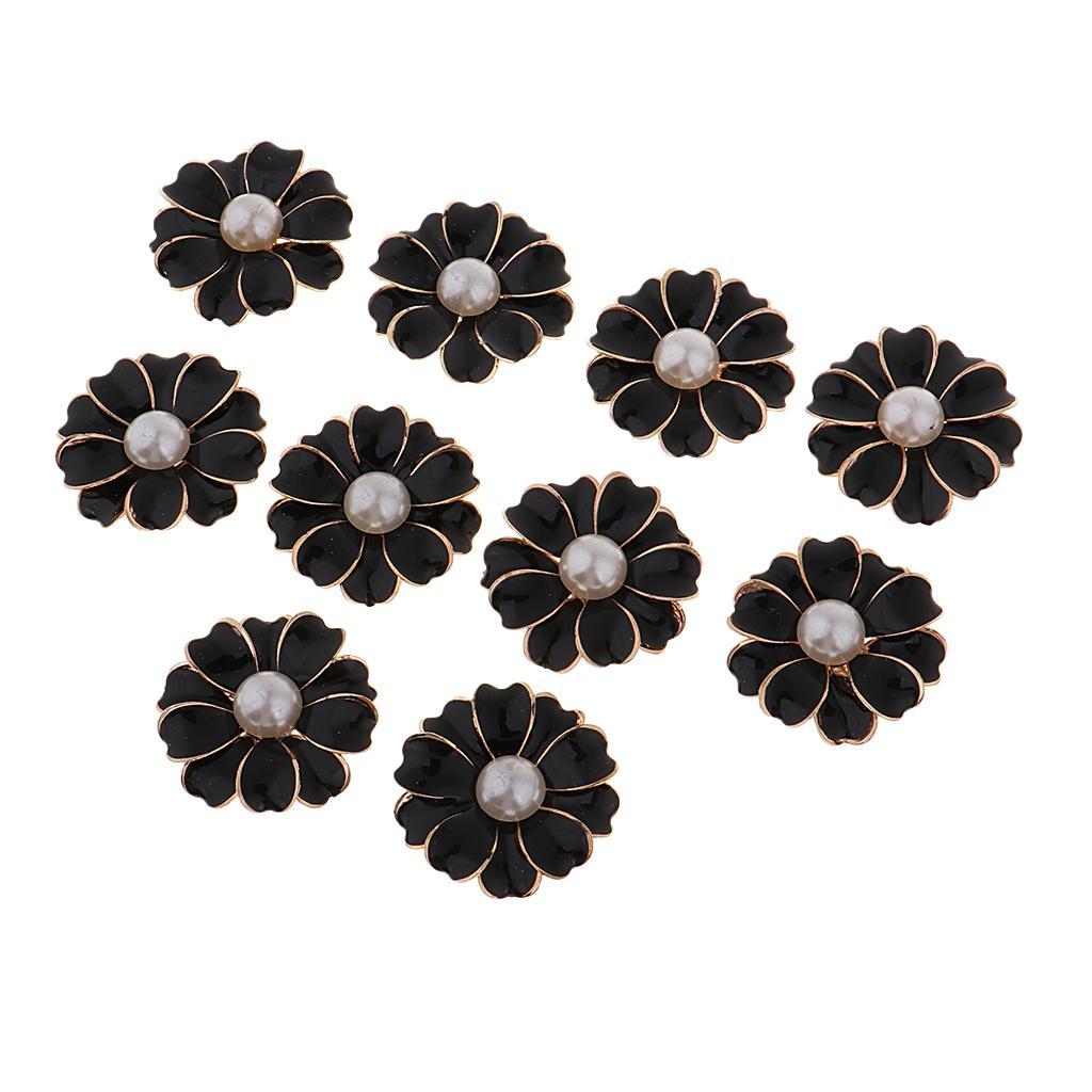 10pcs Pearl Rhinestone Flower Button Crystal Flatback Jewelry Diy Ornaments