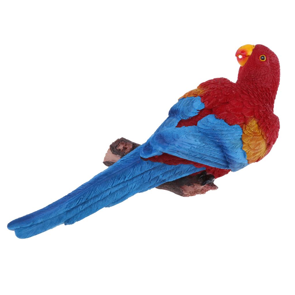 Realistic Parrot Resin Bird Animal Ornament Hanging 38cm Red Head