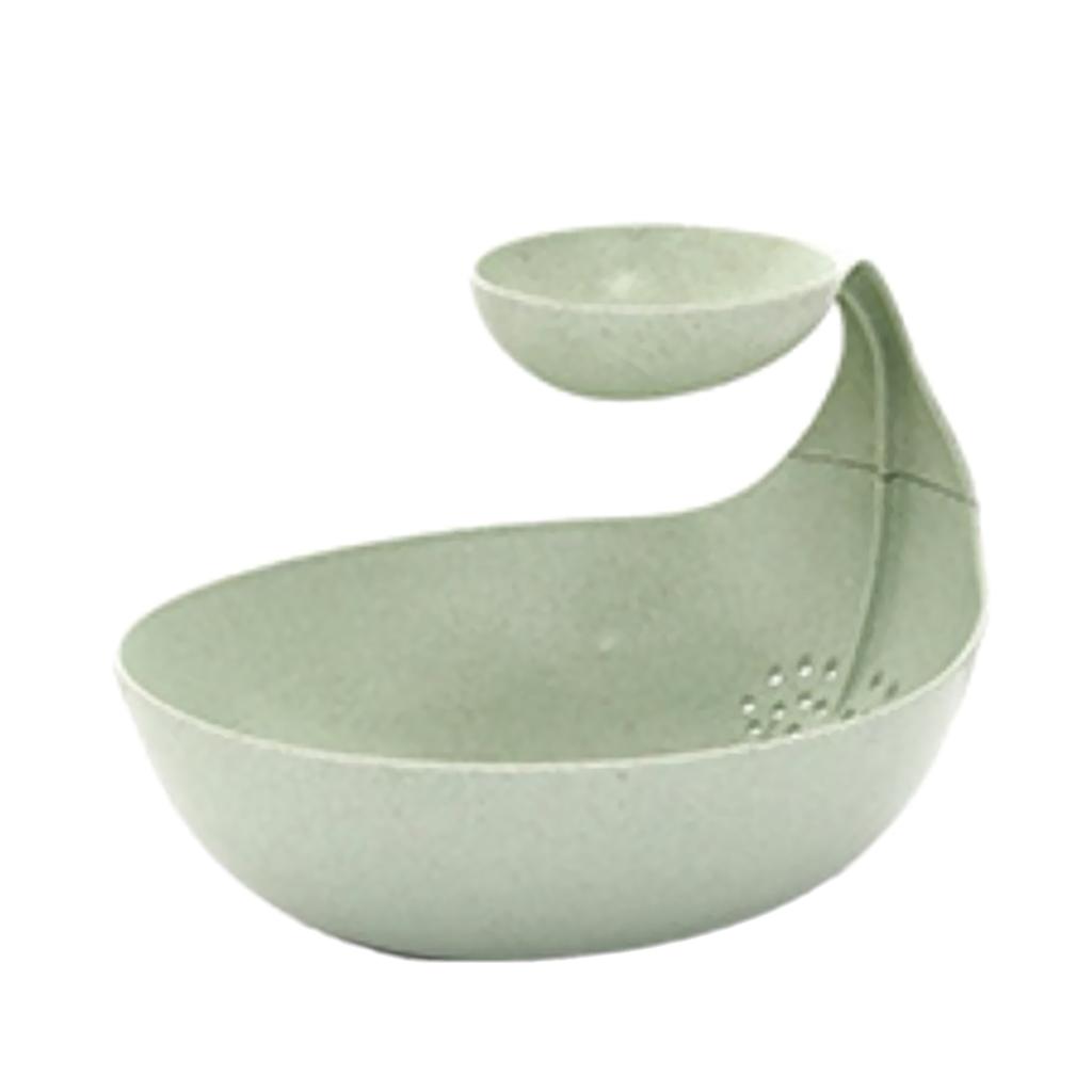 Multifunctional Drain Fruit Basket Snack Candy Salad Dish Tray Plate Green