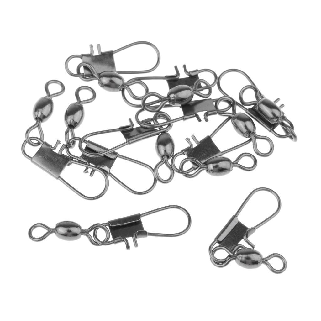 10 Stück Angeln Rolling Karabiner Wirbel Zubehör Angelgerät Größe