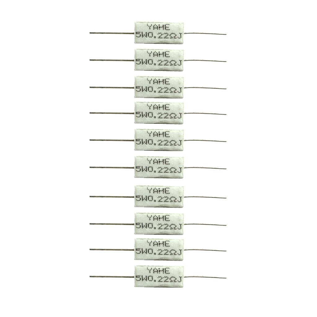 10PCS Wirewound Cement Resistor Ceramic 5W Horizontal 0.22Ohm 