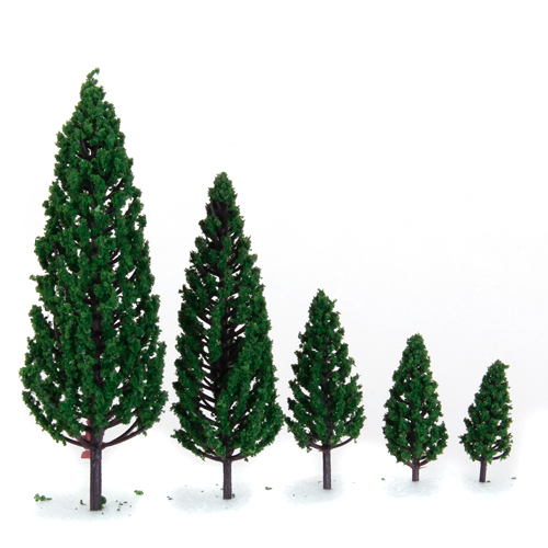 10Pcs 1.9 inch - 6.3 inch Train Set Scenery Landscape Model Pyramidal Trees Scale 1/50