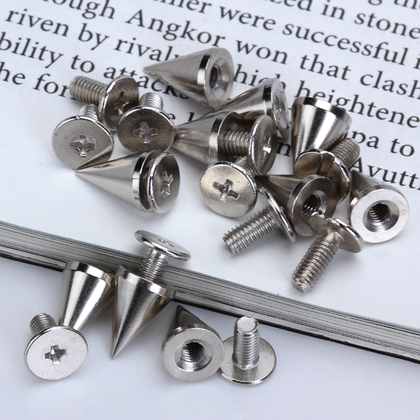 10 Sets Cone Screwback Spikes Studs 10mm Silver