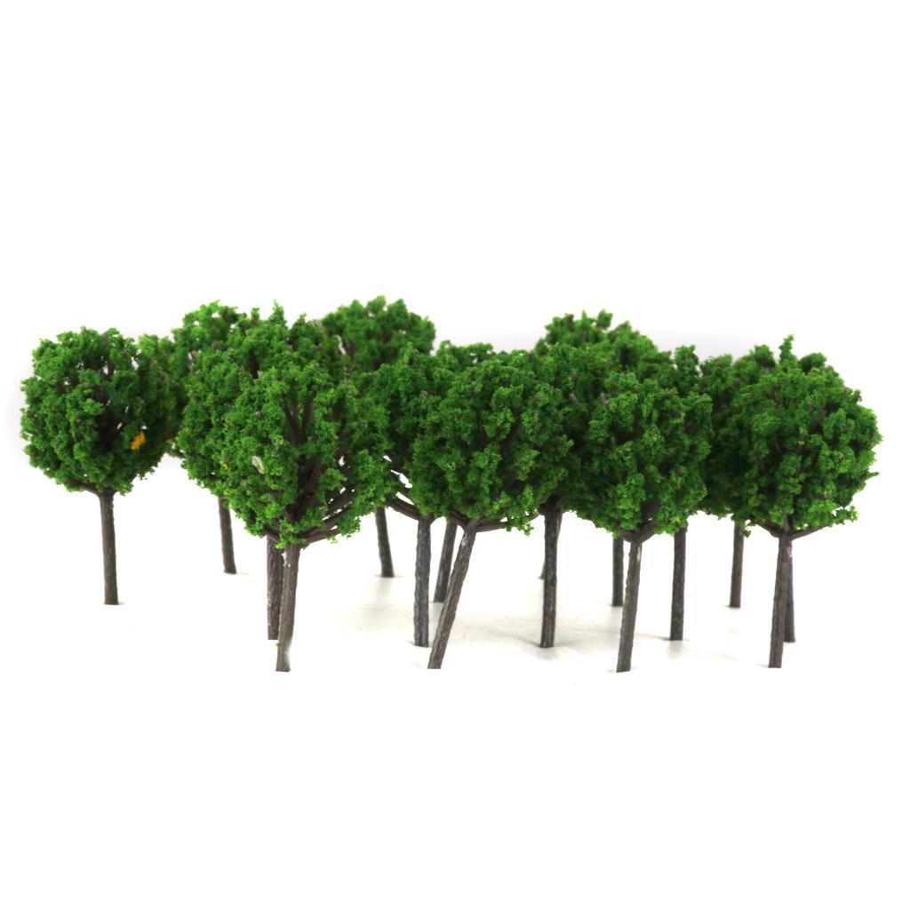 50pcs Model Train Trees Scenery Landscape Green 1:300