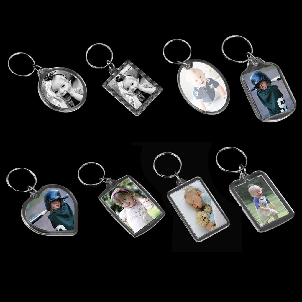 10pcs Heart Blank Insert Photo Picture Frame Split Ring Keychain 5x5cm