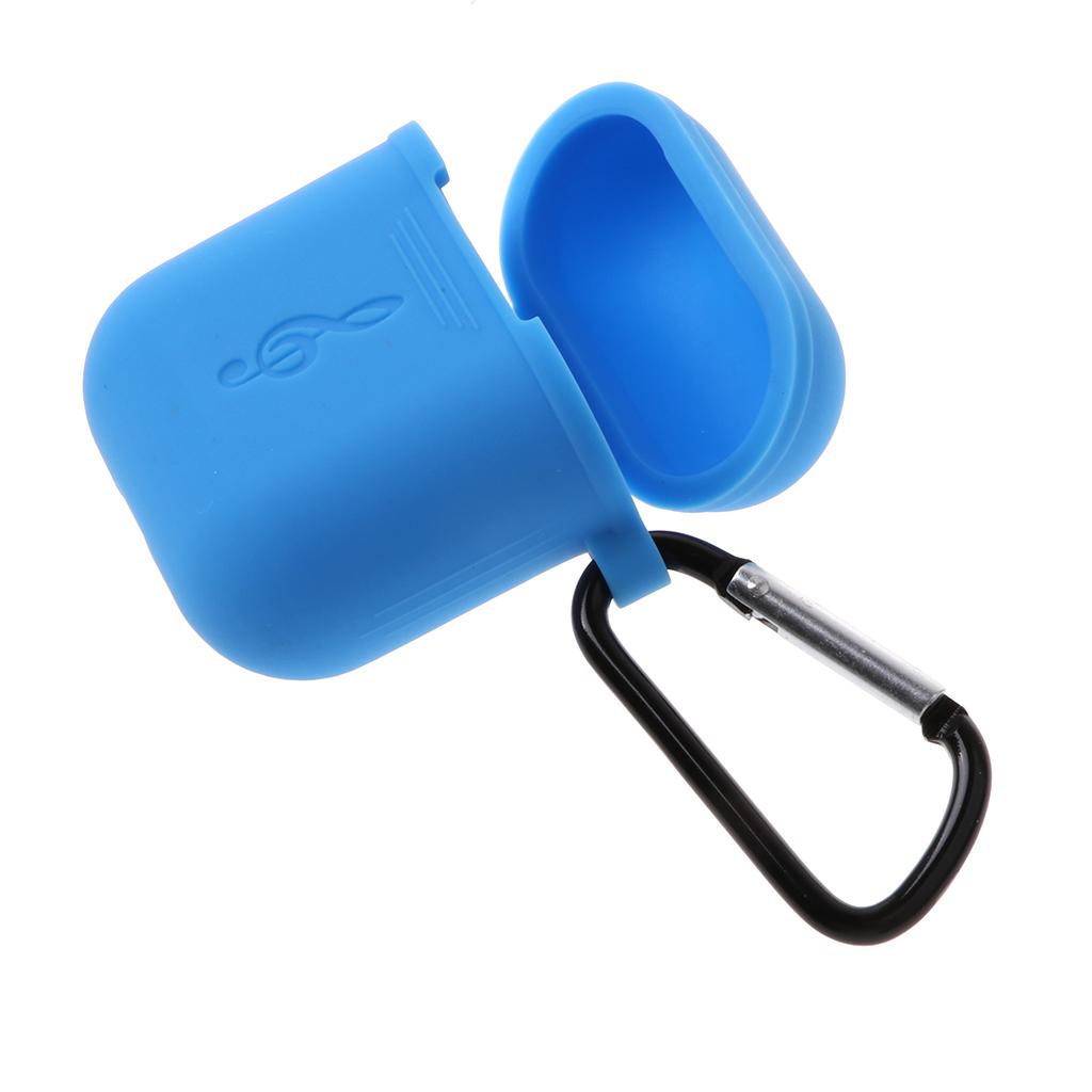 Music Model Silicone Protective Case with Keychain for Apple AirPods Blue