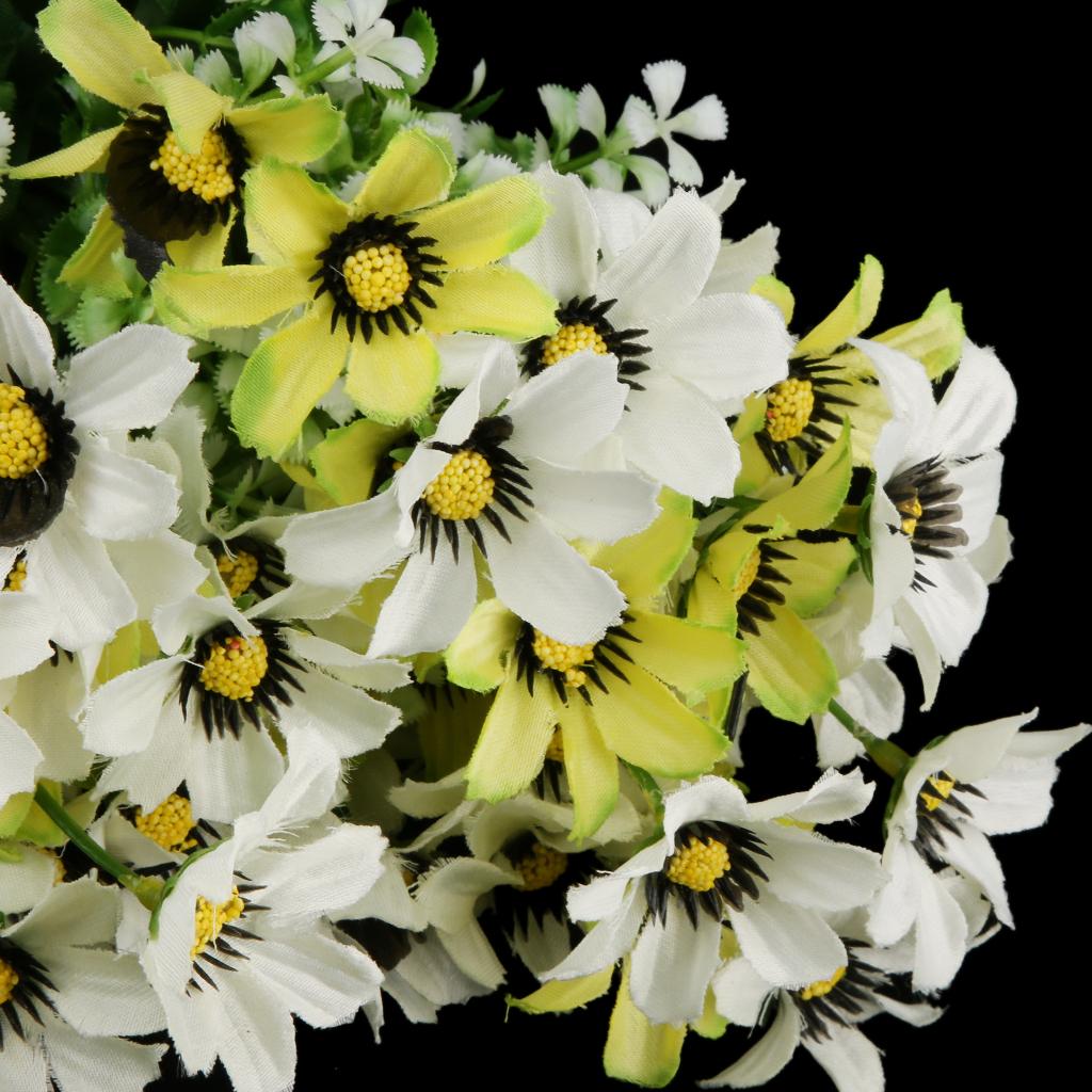 2Pcs Artificial Chrysanthemum Cineraria Fake Flower Bush Bouquet White