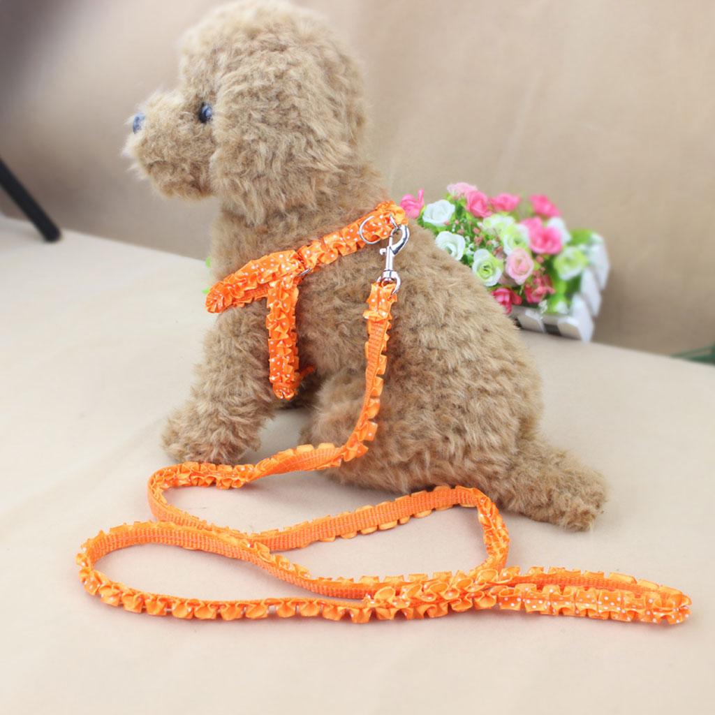 Adjustable Pet Dog Belt Nylon Lead Leash Collar Harness Safety Strap Orange