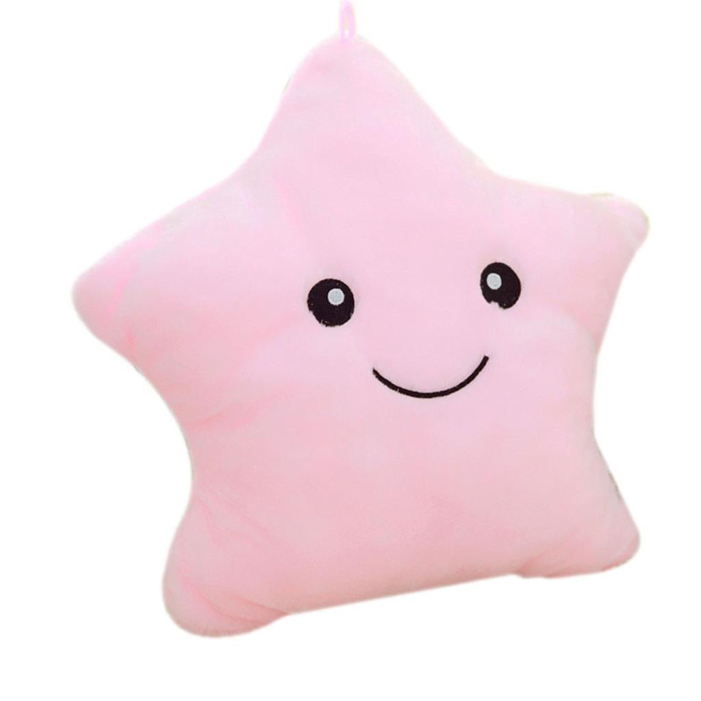Colorful LED Luminous Star Sparkling Plush Pillow Cushion Kid Toy Gift Pink