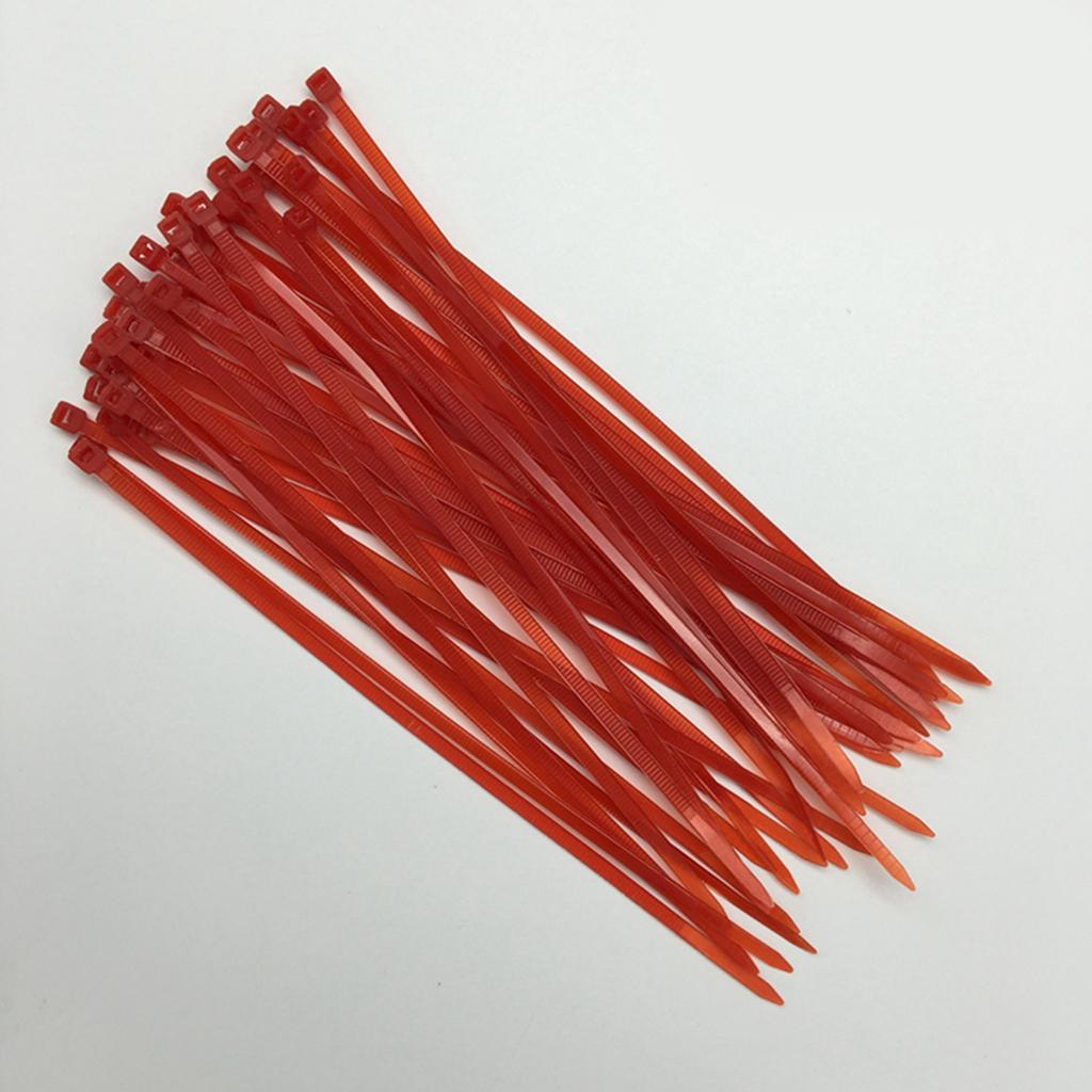 100pcs Self-locking Nylon Cable Tie Plastic Cord Zip Wire Kit 4x150mm Red
