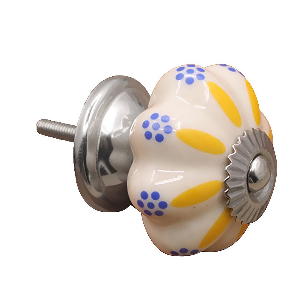 Classical Ceramic Furniture Knob Wardrobe Cabinet Drawer Pull Handle Flower