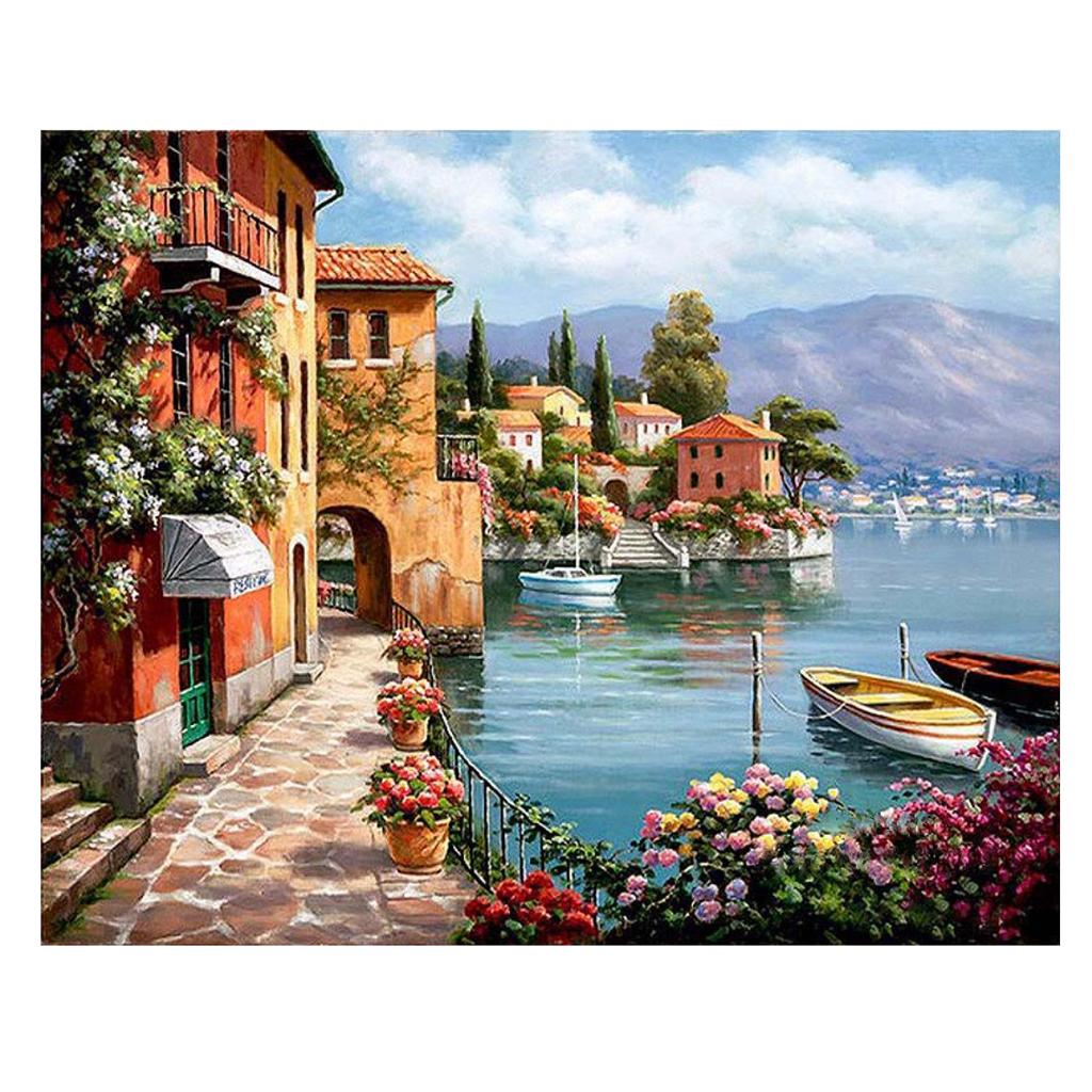 DIY Oil Painting on Canvas  Painting By Numbers Kit Coastal Town