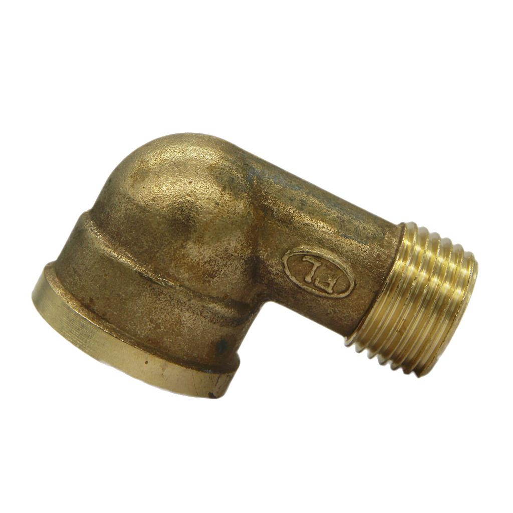 3/4-1/2 Inch Brass Barbed Double End Right Angle Fitting Thread Connector