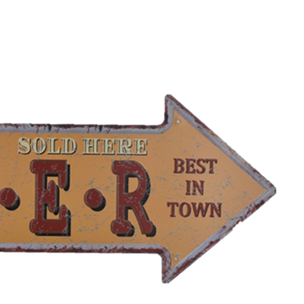 Retro Arrow Shape Metal Tin Sign Wall Decor Bar Plaque Pub Home Cafe Shop Tavern 