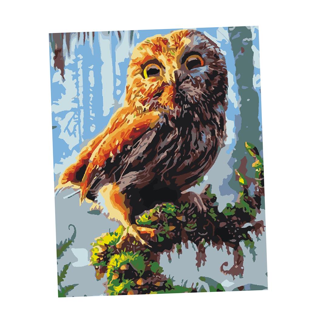 Frameless DIY Painting By Numbers Canvas Painting Art Picture Owl