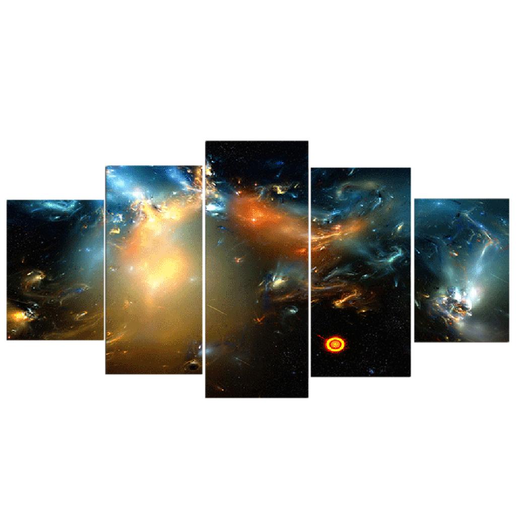 5Pieces Abstract Decorative Painting Universe Series  Color Milky Way Galaxy