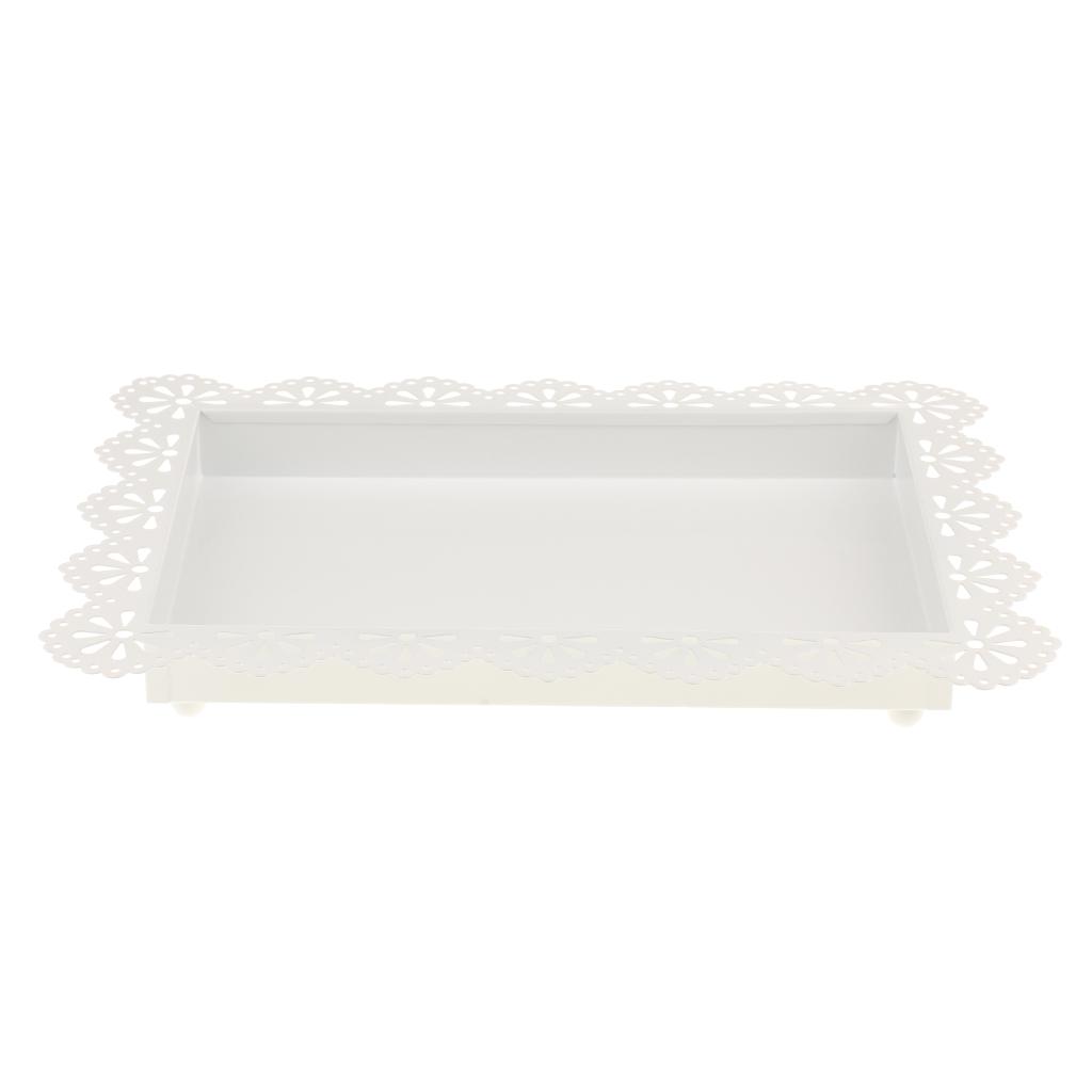 Elegant Hollow Lace Edge Fruit Cake Plate Food Serving Tray White S