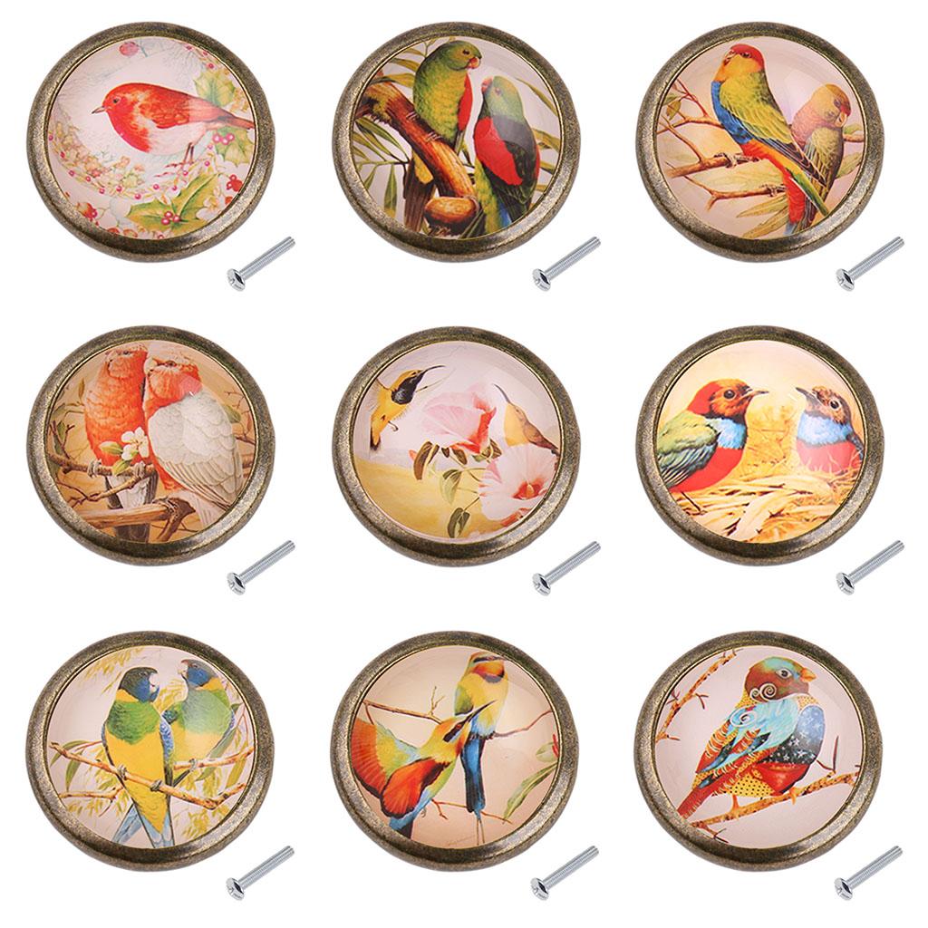 Vintage Metal Round Birds Drawer Knob Cupboard Cabinet Knobs Pull Handle #5