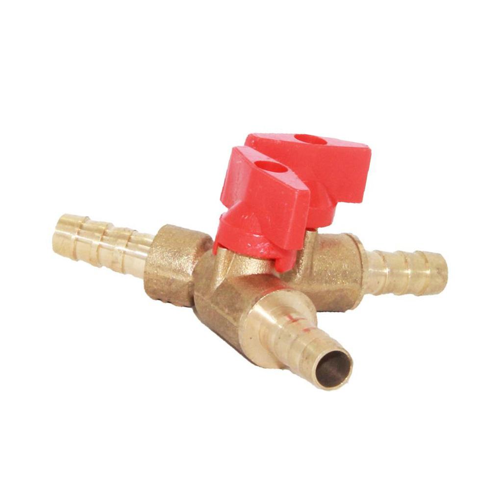 Clamp Tee Brass Y Shape 3-Way Shut off Ball Valve Fitting Hose Fuel Gas 10mm