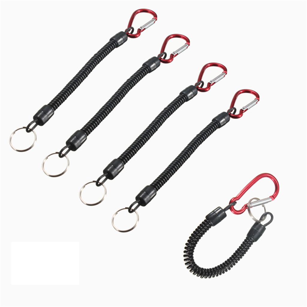 5pcs Retractable Fishing Lanyard Coiled Tether Secure Tackle Tools Red