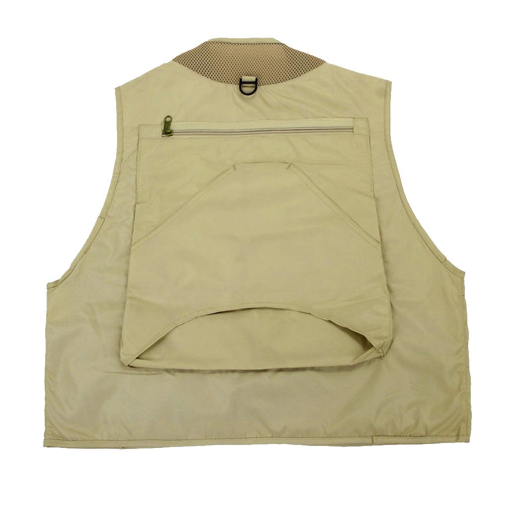  Multi Pocket Outdoor Photography Hunting Fishing Vest Jacket L Khaki