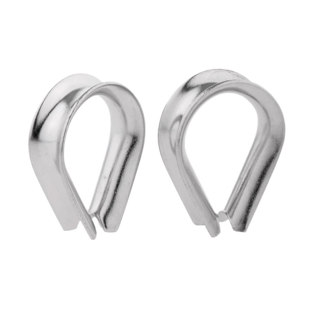 2 Pieces Stainless Steel Heart Shaped Cable Thimbles Wire Rope Fitting- 2mm