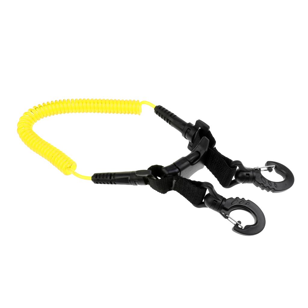 Scuba Diving Coil Camera Lanyard with Clips & Quick Release Buckle yellow