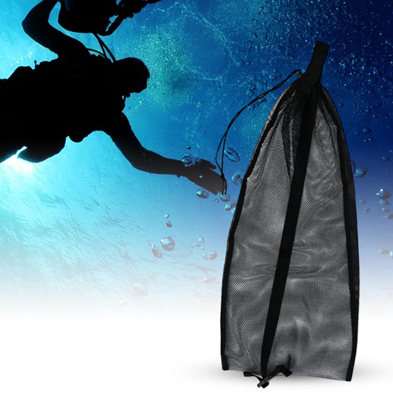 Drawstring Mesh Bag Shoulder Strap for Scuba Diving Snorkel Equipment Black