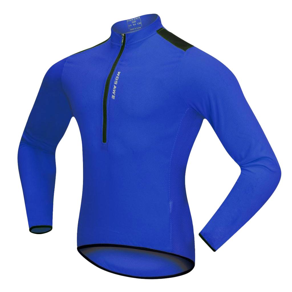 Cycling Long Sleeve Jersey Top Jacket Bicycle Shirt Clothing Blue XL