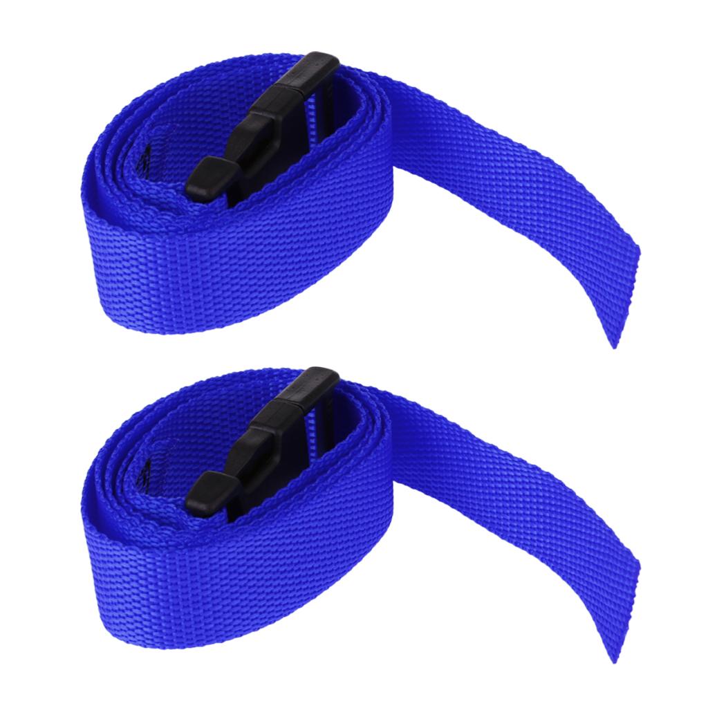 2pcs Golf Trolley Webbing Straps Quick Release Suitcase Tie Down Belt Blue